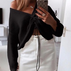 Bağcık detay triko bluz