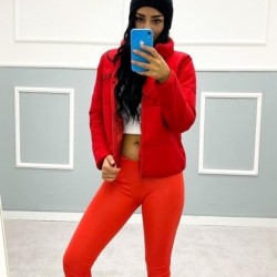 Fermuarlı Kırmızı Mont