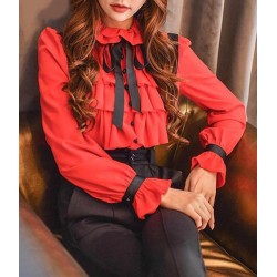 Kurdela detay fırfırlı gömlek