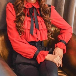 Kurdela detay fırfırlı gömlek Kurdela detay fırfırlı gömlek