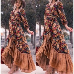 Kruvaze yaka eteği salaş elbise