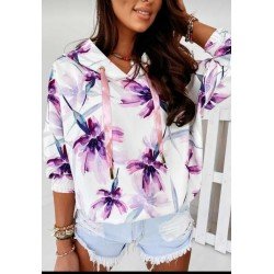 Digital mor beyaz kapşonlu sweat Digital mor beyaz kapşonlu sweat