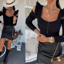 Fırfır detay kaşkorse bluz Fırfır detay kaşkorse bluz