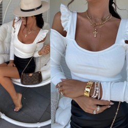 Fırfır detay kaşkorse bluz Fırfır detay kaşkorse bluz