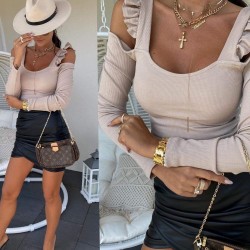 Fırfır detay kaşkorse bluz Fırfır detay kaşkorse bluz