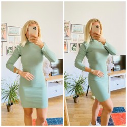 BALON KOL MİNT ELBİSE  BALON KOL MİNT ELBİSE