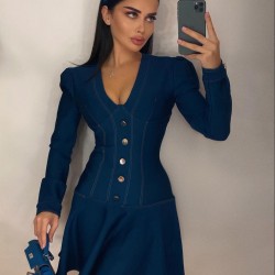 Düğme detay jean elbise Düğme detay jean elbise