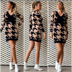 Kazayağı desen mini triko elbise Kazayağı desen mini triko elbise