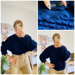 ZRA KARE DETAYLI MAVİ SWEAT ZRA KARE DETAYLI MAVİ SWEAT