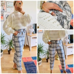 GRİ BEYAZ KARELİ KADİFE PANTOLON  GRİ BEYAZ KARELİ KADİFE PANTOLON