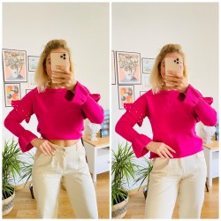 İnci detay volanlı triko bluz İnci detay volanlı triko bluz