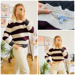 TOPSHOP BORDO ÇİZGİLİ KAZAK 