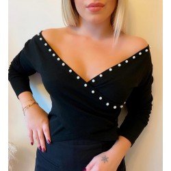 İnci detay kruvaze bluz İnci detay kruvaze bluz