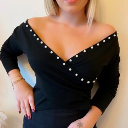 İnci detay kruvaze bluz İnci detay kruvaze bluz