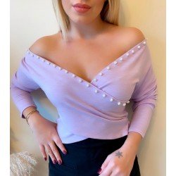 İnci detay kruvaze bluz