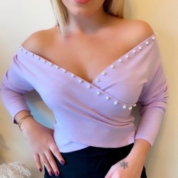 İnci detay kruvaze bluz İnci detay kruvaze bluz