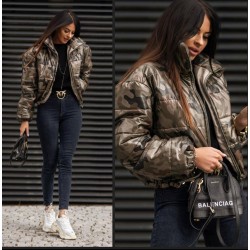 Kamuflaj desen şişme mont