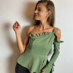 Tek askı tasarım bluz Yeşil Tek askı tasarım bluz Yeşil