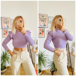 KOL VOLANLI LİLA BLUZ  KOL VOLANLI LİLA BLUZ