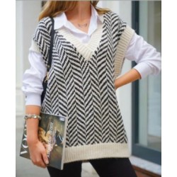 Çizgi detay triko süveter