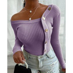 Düğme detay triko bluz Düğme detay triko bluz