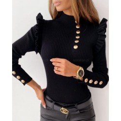 Fırfır detay düğme tasarım bluz Fırfır detay düğme tasarım bluz