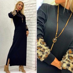 Kol leopar kürklü elbise Kol leopar kürklü elbise