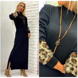 Kol leopar kürklü elbise