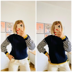 KOLLARI ÇİZGİLİ KAZAK 