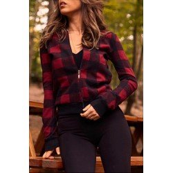 Kırmızı ekose bomber ceket Kırmızı ekose bomber ceket