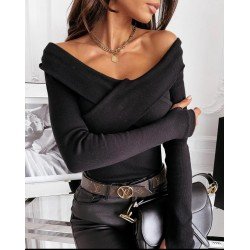 Çapraz yaka tasarım bluz