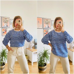 ZARA MAVİ ETNİK DESEN SWEAT
