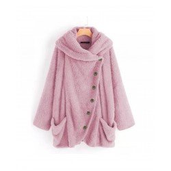 Çapraz düğmeli peluş ceket PUDRA