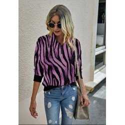 Çizgi zebra desen bluz