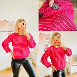 düğme detaylı pembe kazak 