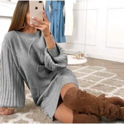 Örgü detay triko elbise