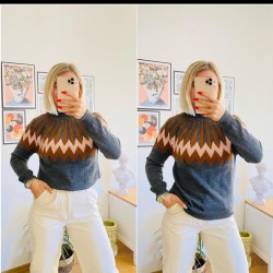 Desenli yumoş pudra triko kazak Desenli yumoş pudra triko kazak