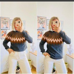 Desenli yumoş pudra triko kazak Desenli yumoş pudra triko kazak