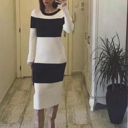 Siyah beyaz triko elbise Siyah beyaz triko elbise