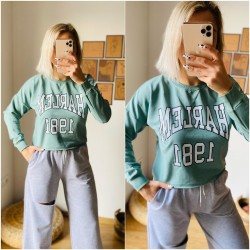 HARLEM YAZILI SU YEŞİLİ SWEAT HARLEM YAZILI SU YEŞİLİ SWEAT