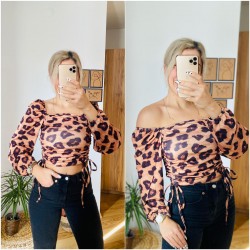 LEOPAR DESEN BÜZGÜLÜ BLUZ 