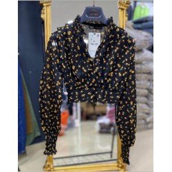 Çiçekli büzgülü bluz