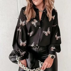 Kelebek desenli saten gömlek Kelebek desenli saten gömlek