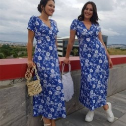 Kruvaze yaka çiçek elbise Kruvaze yaka çiçek elbise