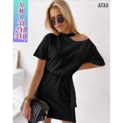 Yaka Tasarım Kuşaklı Elbise