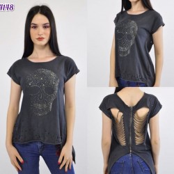 Yırtma Detay Kuru Kafa Tshirt Yırtma Detay Kuru Kafa Tshirt