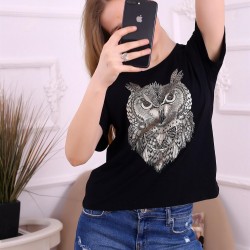 Baykuş Varak Baskı Tshirt Baykuş Varak Baskı Tshirt