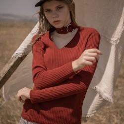 Boyun kemerli triko kazak