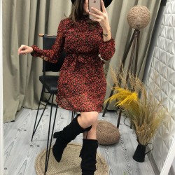 Çiçek desenli şifon astarlı elbise