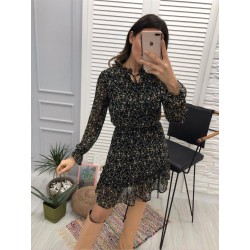 Çıtır Desen Astarlı Şifon Elbise